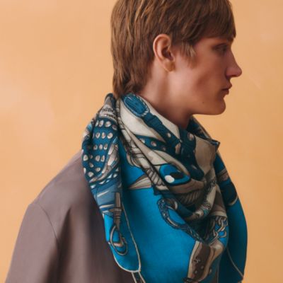 ブルー - メンズ シルクマフラー＆カシミヤストール | Hermès